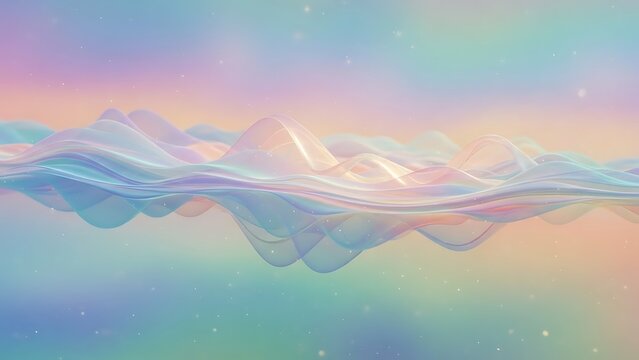 Experience the Serenity of a Dreamscape with Pastel Waves and Sparkling Light, Perfect for Calming Backgrounds and Modern Designs, Evoking Peace and Tranquility - Powered by Adobe