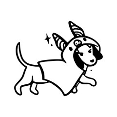 cute dog in bat-eared costume outline vector