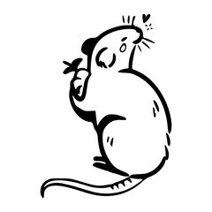 cute mouse holding food vector sketch