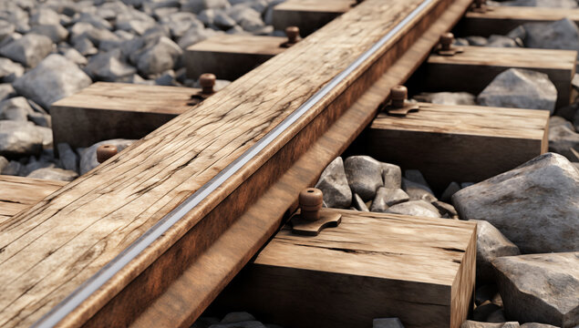 Rustic Railway Track | Steel Rail, Wood Ties, Ballast