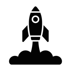 rocket launching glyph icon