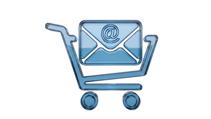 Blue Glass 3D Abandoned Cart Recovery Email Graphic, isolated on white