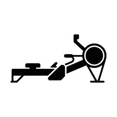 rowing machine glyph icon symbol for cardio exercise and strength fitness equipment
