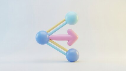 Pastel network visualization with connected nodes and directional flow representation