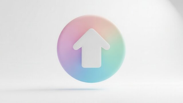 Pastel gradient button with up arrow for web design and user interface design element