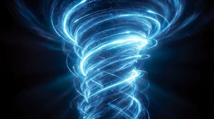 powerful spinning energy column with glowing blue trails