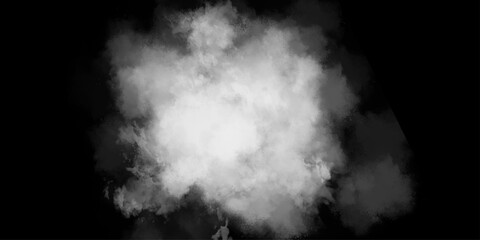A black and white photograph of clouds in the sky. White cloud of smoke against black background. Ethereal Fog Overlays for Cinematic Ambiance. Soft white clouds floating against a dark sky.