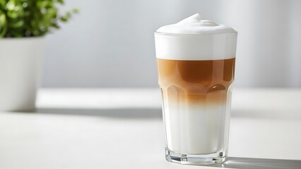 An individual serving of classic Italian tiramisu layered with creamy mascarpone and coffee-soaked biscuits in a glass, dusted with cocoa and presented on a bright, minimalist setting.