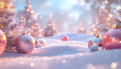 Magical Winter Wonderland With Festive Baubles