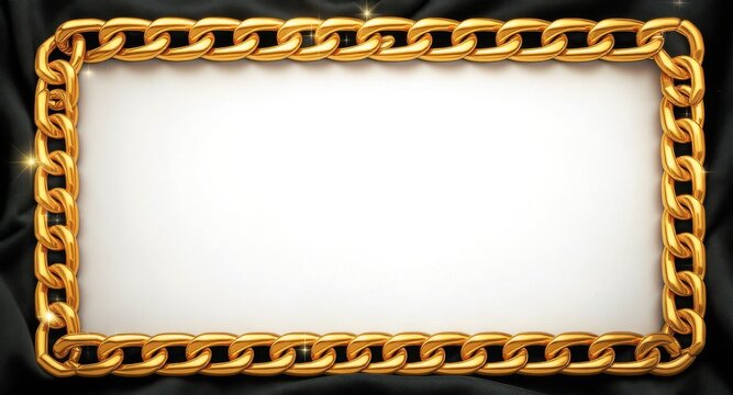 Gold Chain Frame On Black Fabric