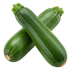 Fresh green zucchini vegetables isolated against a dark black background