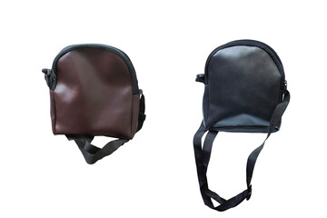Brown and Black Small Backpacks or Sling Bags Isolated on a Transparent Background