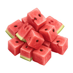 Pile of fresh watermelon cubes perfect for summer illustration art