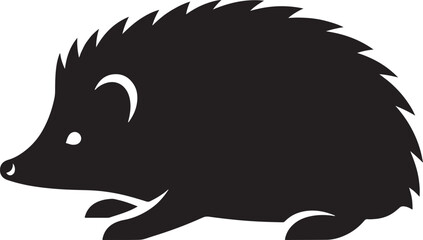 Hedgehog silhouette icon vector illustration isolated on transparent background, simple black forest animal symbol design for web, mobile app, wildlife concepts