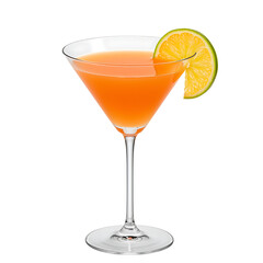 Refreshing Cosmopolitan Cocktail in Martini Glass with Lime Slice Garnish