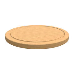 Round Wooden Cutting Board Isolated on Black Background for Food Presentation
