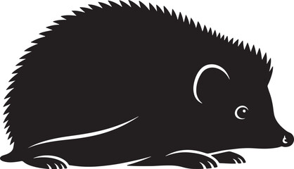 Hedgehog silhouette vector icon illustration. simple graphic design of a spiky mammal, side view, on an isolated background, perfect for wildlife concepts