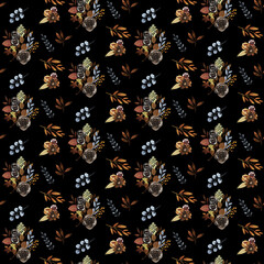 Hand Drawn Autumn Leaves Seamless Pattern