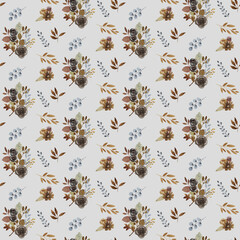 Hand Drawn Autumn Leaves Seamless Pattern
