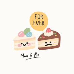 Cute Cake Couple Illustration Set
