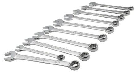 Set of standard combination wrenches isolated PNG with Transparent Background