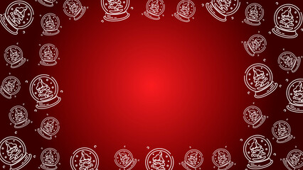 Naklejka premium Doodle Snow Globe Seamless Pattern Loop 4K. Christmas and Winter Holiday Red Background