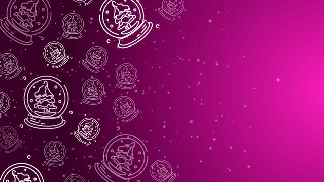 Doodle Snow Globe Seamless Pattern Loop 4K. Christmas and Winter Holiday Pink Background - Powered by Adobe