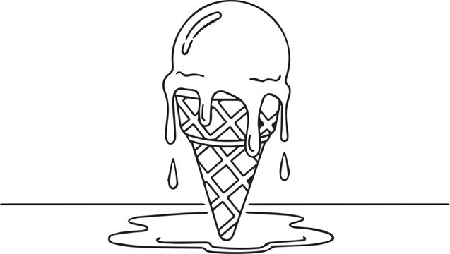 Delightful melting ice cream cone vector for summer fun, creative dessert projects, and playful graphic designs, perfect for menus and sweet treat promotions