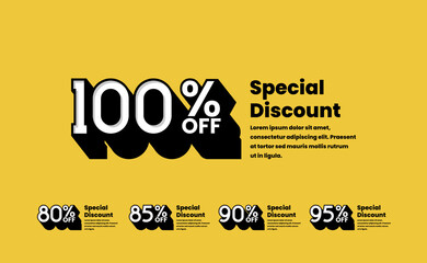 Discount Logotype Pack 80 85 90 95 100 Percent Off