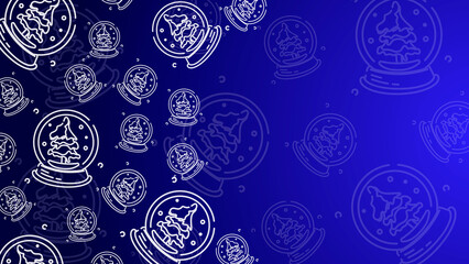 Doodle Snow Globe Seamless Pattern Loop 4K. Christmas and Winter Holiday Blue Background