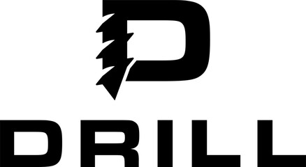 simple black drill tool silhouette vector icon logo design