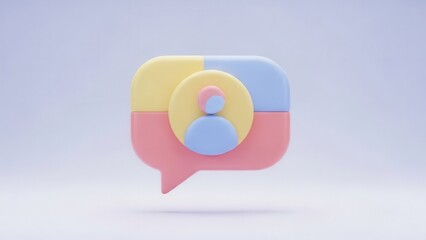 Pastel communication bubble with an abstract profile 3D render illustration