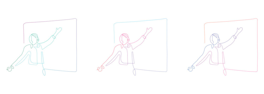 Abstract Line Art Illustration of a Business Presentation with Vibrant Gradient Colors a Modern and Minimalist Design for Business and Technology Concepts - Powered by Adobe