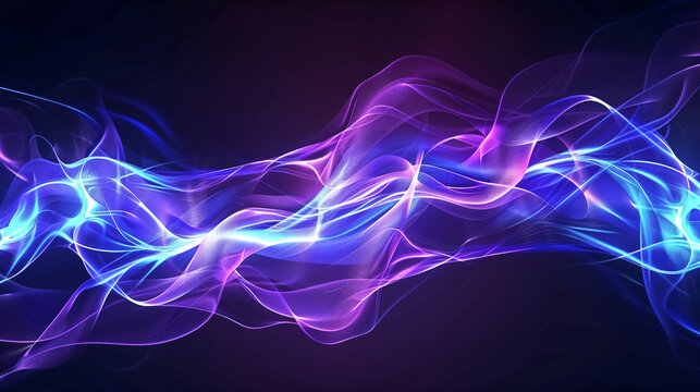 glowing energy waves flowing in symmetry, holographic blue-viole