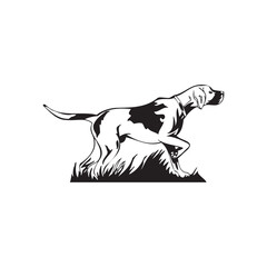 vector Monochrome Pointing Dog Illustration