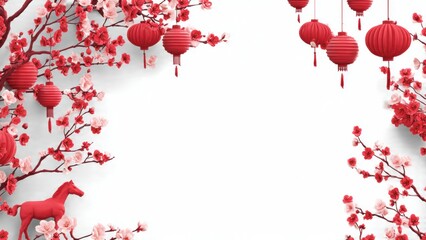 Obraz premium Romantic Pink Cherry Blossom Wreath 3D