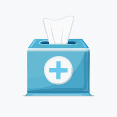 Obraz premium Blue Tissue Box with Medical Cross Illustration.