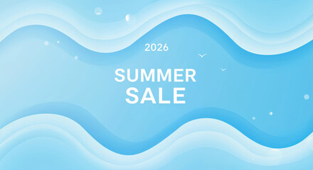Summer Sale Waves:  A vibrant visual announcement. showcasing a summer sale across a wave patterned blue background. evokes a sense of season excitement. 
