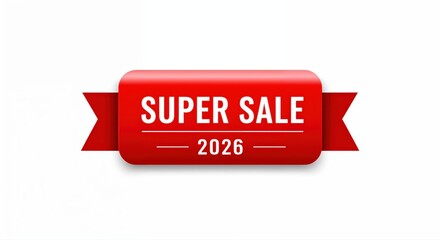 Super Sale Advertisement: A bold, eye-catching banner declares SUPER SALE 2026, promising attractive discounts and promotions in a striking and minimalist design.
