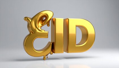 Golden 3D balloon letters spelling "EID" with a dripping effect, celebrating the festive occasion.