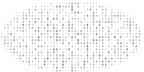 Binary flow. Digital data stream by grey ones and zeros. Minimal vector graphic pattern