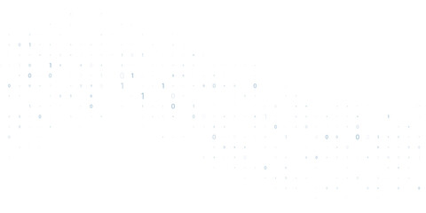Digital data flow by blue binary code wave. Vector graphics