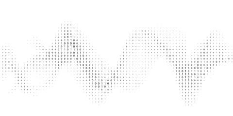 Binary data flow. Digital wave by streaming ones and zeros. Vector graphics