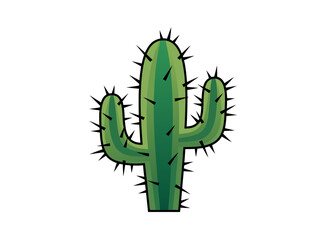 Stylized Saguaro Cactus with Green and Yellow Hues Against a Black Background Vector Illustration