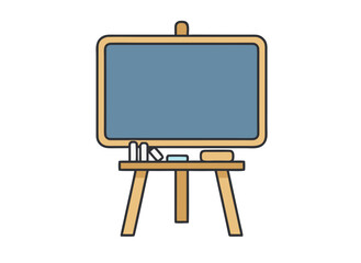 Vector Illustration Of A Chalkboard Easel With Chalk And Eraser On A Black Background