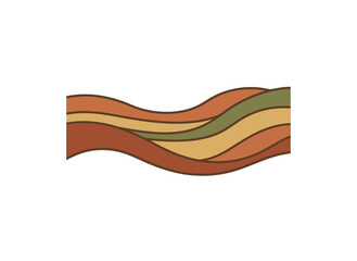 Abstract Wavy Layers Representing Stratification Or Progress In Earth Tones With Subtle Green Accents And A Dark Outline On A Black Background Clean Simple Design