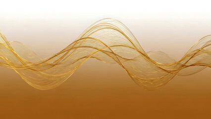 Golden flowing abstract waves on a gradient background smooth