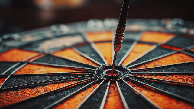 A performance accuracy concept illustrated with a dart striking the center of a classic target to represent focus, achievement and disciplined execution.
