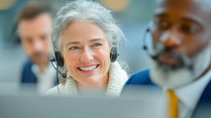 Smiling Customer Service Representative at Work: Capturing the image of a friendly representative, actively engaged, fostering a welcoming atmosphere for seamless assistance and support.