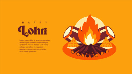 vector happy lohri poster template